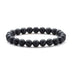 Natural Stone Beads Black Lava Rock Stone White Stretch Charm Strand Bracelet - Minihomy