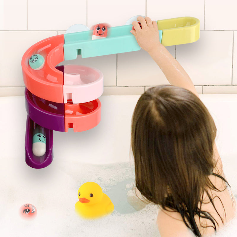 Kids Bath Toys Wall Suction Cup Marble Race Run Track Bathroom Bathtub