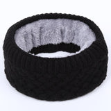 Winter warm men and women solid color wool knit plus velvet thick collar