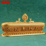 Six-character Mantra Pure Copper Lying Incense Burner Tibetan Incense Box Eight Auspicious Household Aromatherapy Burner