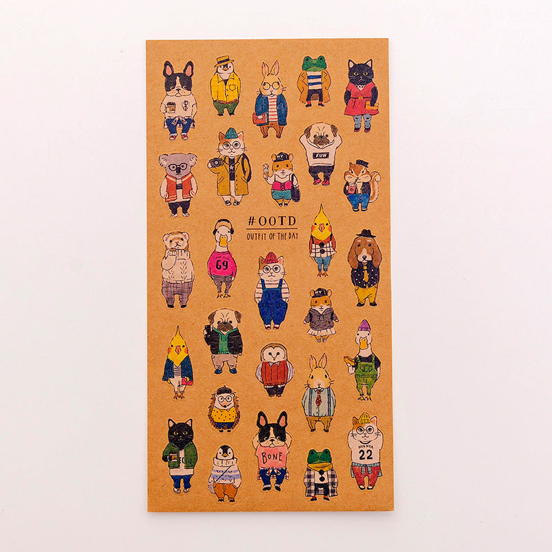 Deep Japanese Kraft Paper Cat Sticker