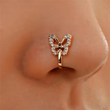 Personalized U-Shaped Diamond-Studded Butterfly Non-Hole Nose Clip