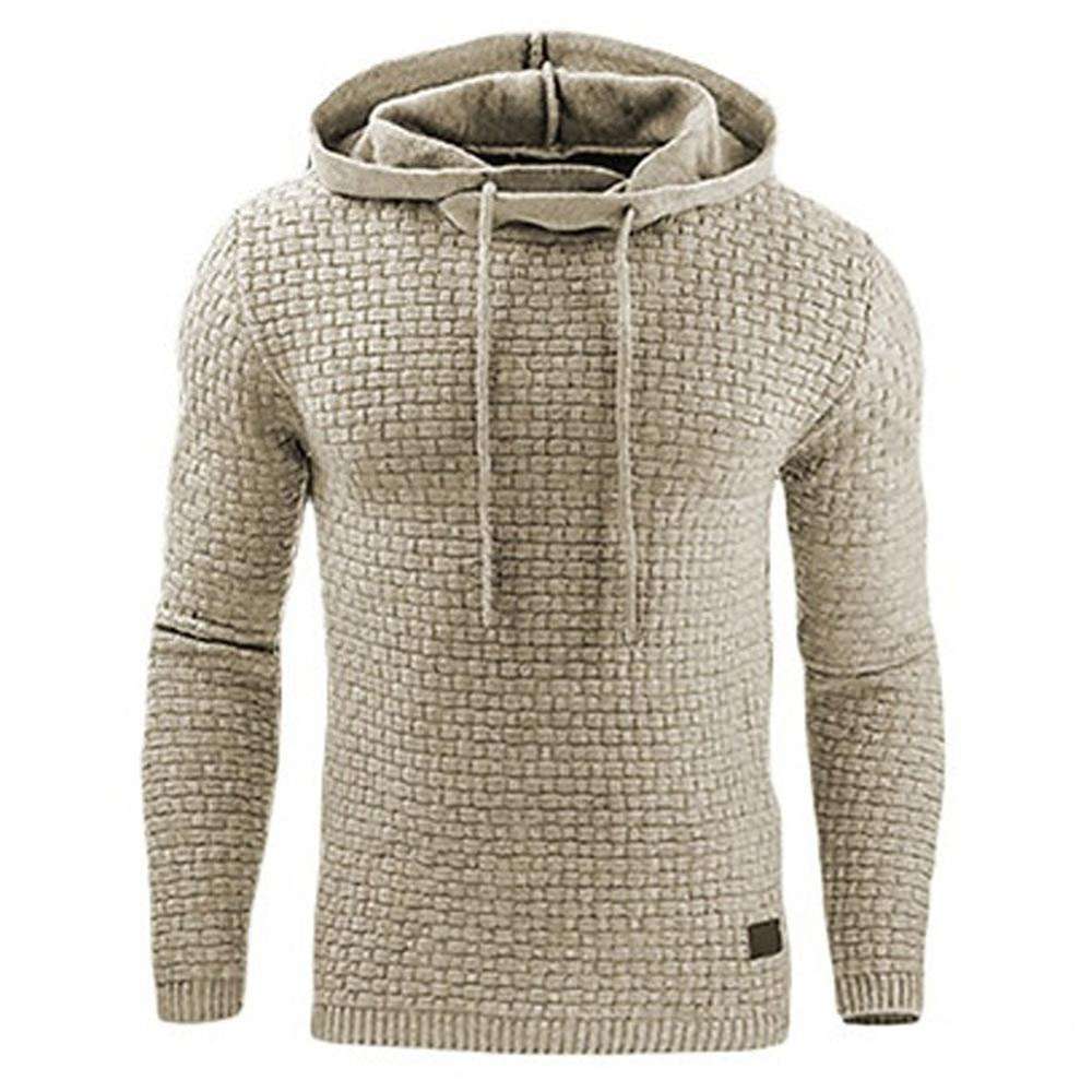 Men's Jacquard Sweater Long-sleeved Hoodie Warm Color Hooded Sweatshirt - Minihomy