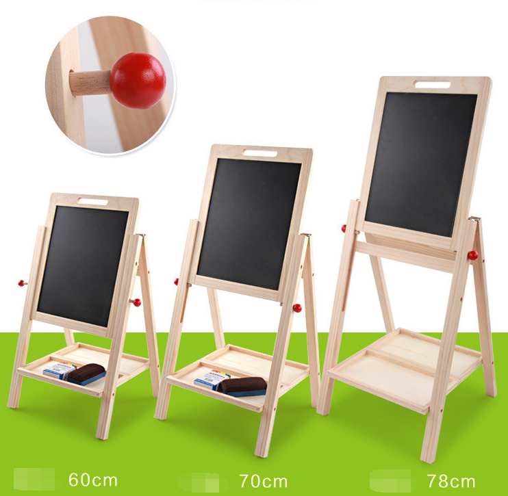 Children learn double-sided writing board wood ball can be raised and lowered convenient drawing board educational toys - Minihomy