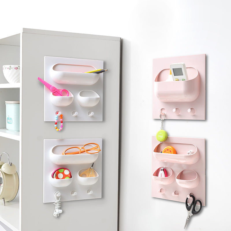 Kitchenware with no scratch and stickup hook on the shelf of the plastic wall of the bathroom wall