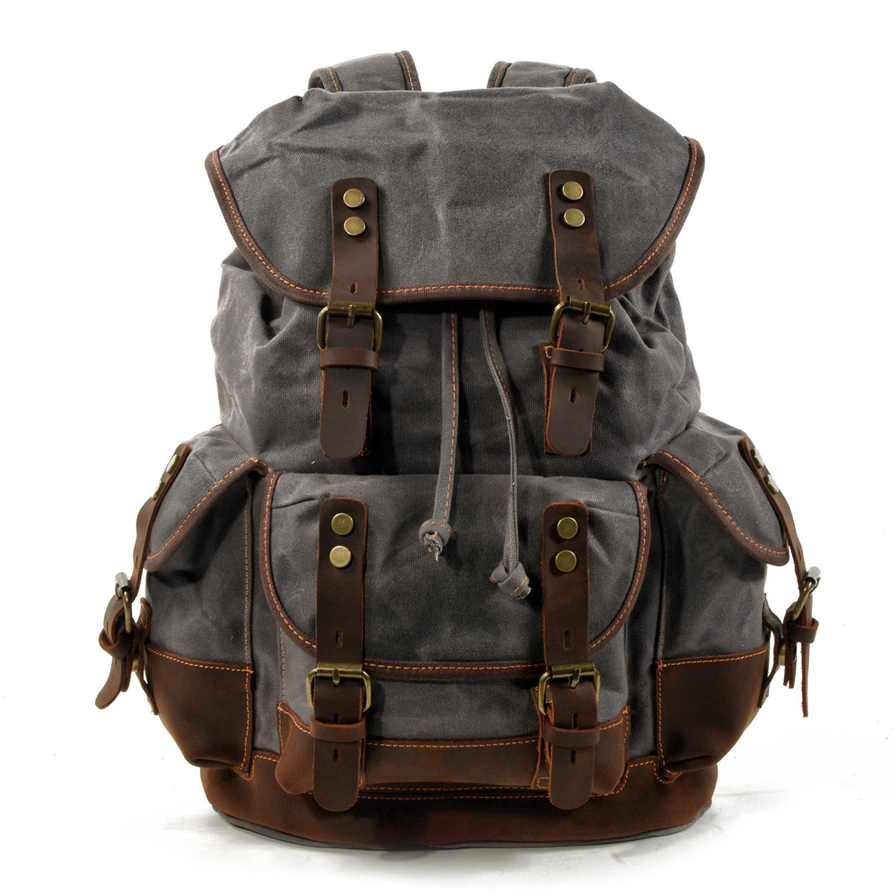 Canvas stitching leather mountaineering bag - Minihomy