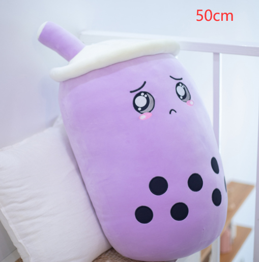 Cute Fruit Drink Plush Stuffed Soft Strawberry Milk Boba Tea Plush