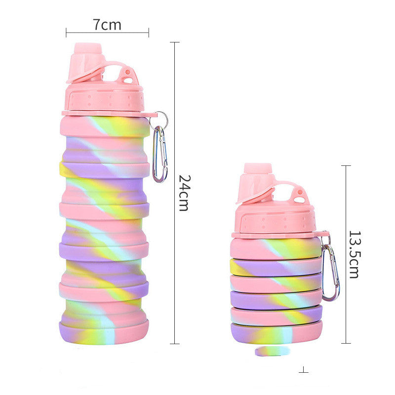 Foldable Water Bottle Leakproof Fold Silicone Cute Water Bottles Kids Cup with Straw - Minihomy