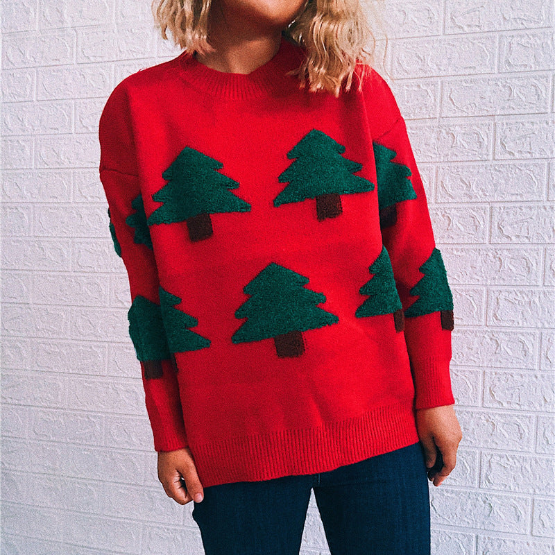 Christmas Sweater Round Neck Long Sleeve Knitted Pullover - Minihomy