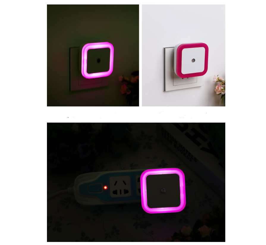 Intelligent LED sensor light Four square halo night light Creative gift plug-in energy-saving human body night light - Minihomy