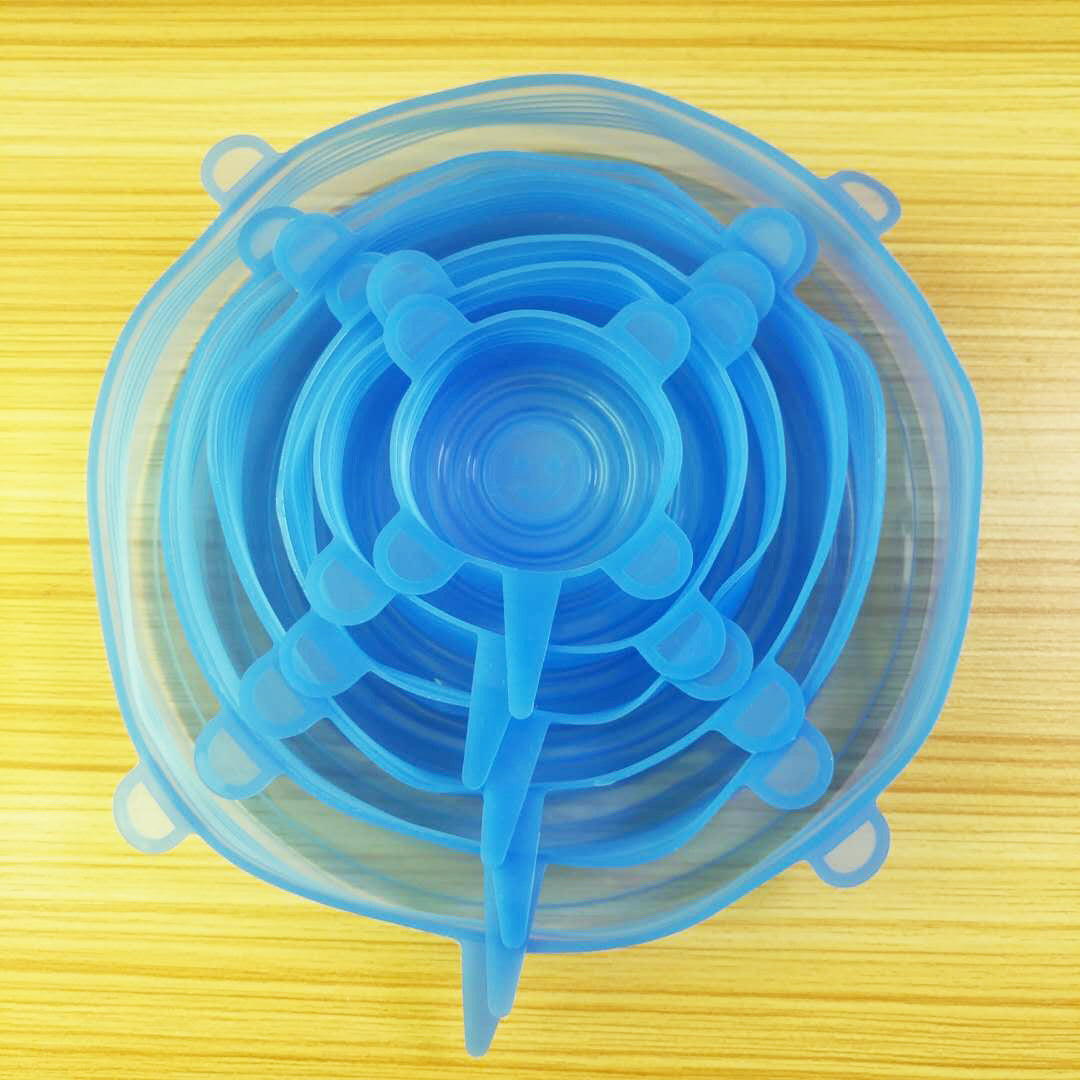 The 6-piece set of multi-functional silicone lid can be stretched to seal the fruit and vegetable lid