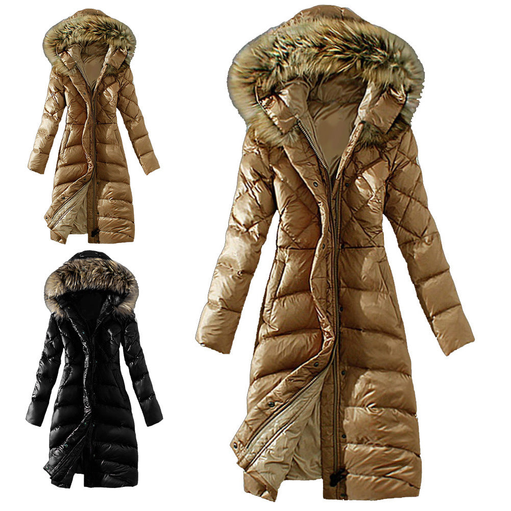 Women's Autumn Winter Hooded Long Cotton Jacket