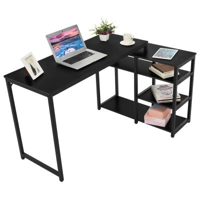 L-Shaped Computer Desk With Storage Shelves Study Table For Home Office