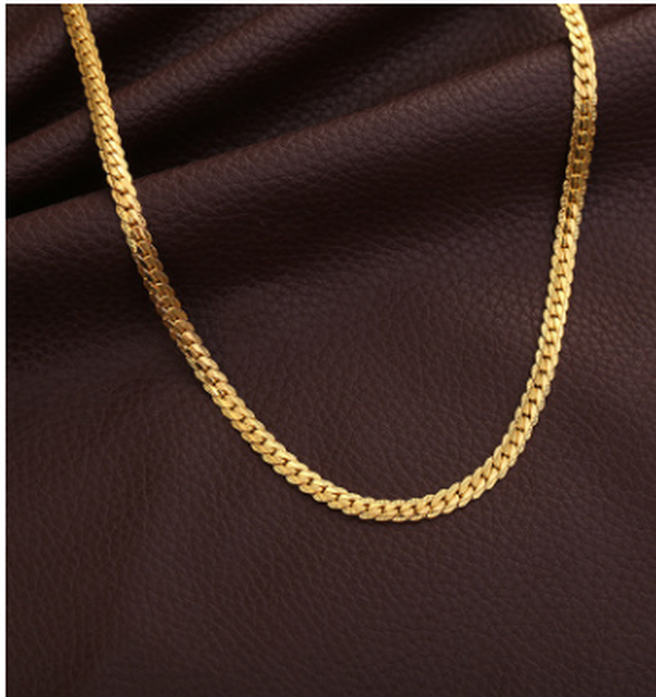 Men Necklace Gold Tone Snake Chain - Minihomy