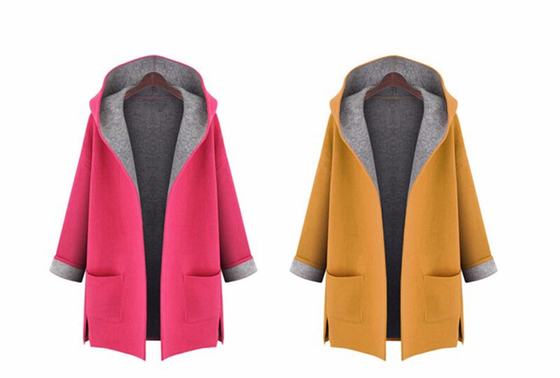 Women Autumn Winter Jacket Hooded cardigan