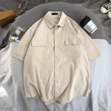 Summer Simple Tooling Short Sleeve Shirt Men