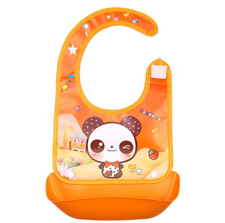 Cartoon baby PVC three-dimensional bib Increase baby bib Waterproof silicone children's dinner pocket