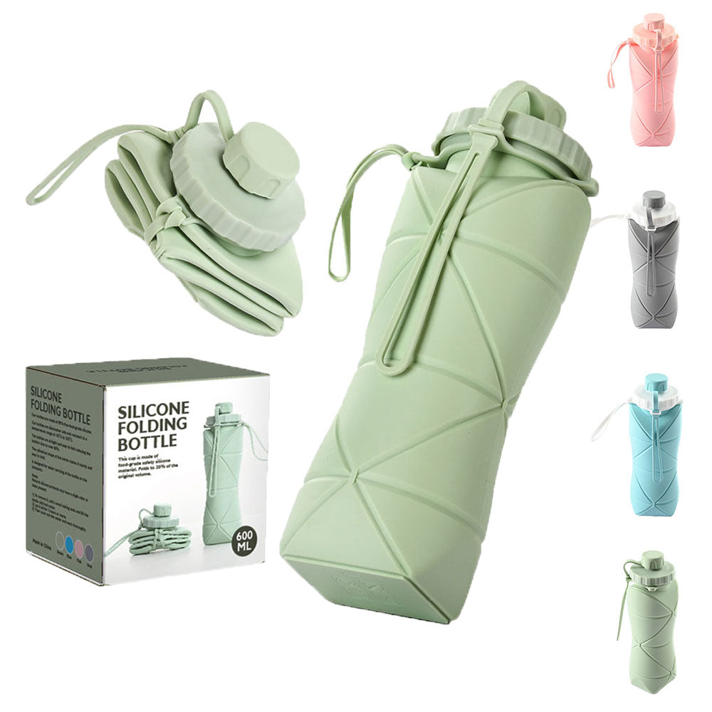 600ml Folding Silicone Water Bottle - Portable Sports Bottle