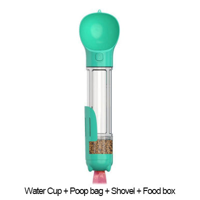 Portable Cat Dog Water Bottle Food Feeder Drinker Poop Dispenser