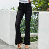 High-waist Stretch Distressed And Thin Wide-leg Pants - Minihomy