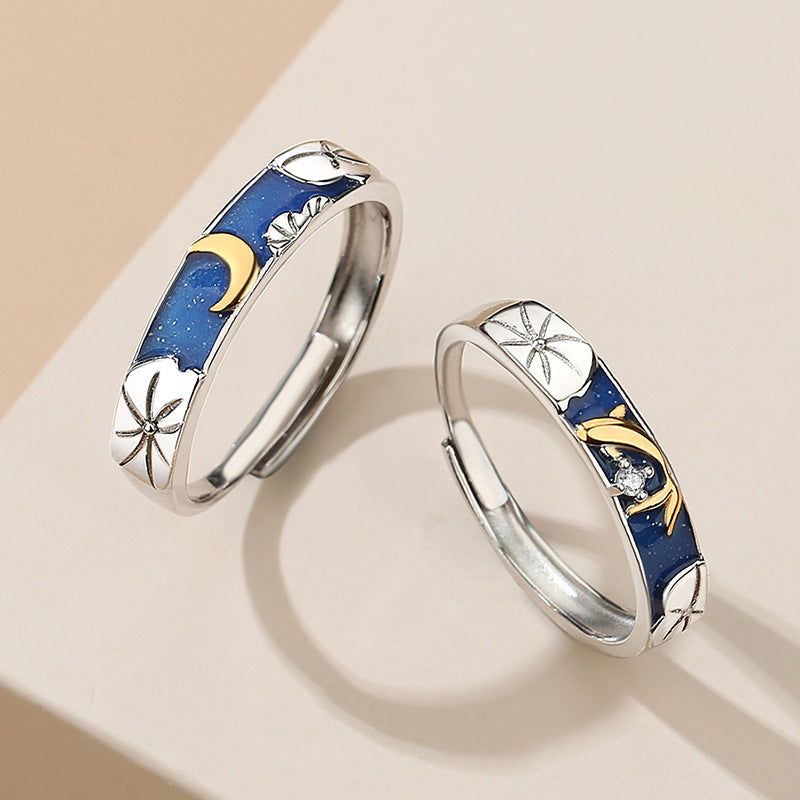 Lotus Pond Moonlight Couple Pair Ring Couple Style - Minihomy