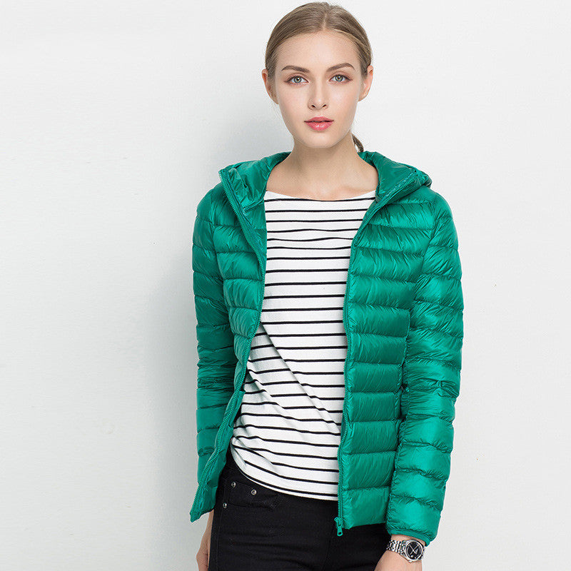 Lightweight Down Jacket Women Short Hooded