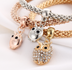 3 Pieces Set Crystal Bead Bracelet for Women Decorated with Crystal Owl Charm