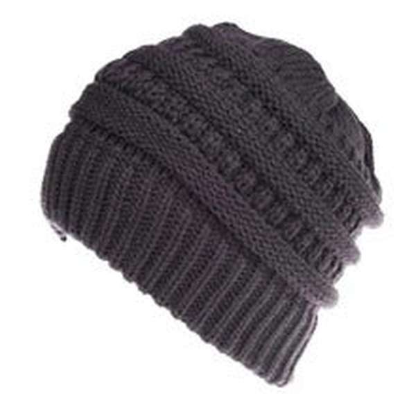 Mixed Color Knitted Wool Hat Ladies Non-labeled Ponytail Hat - Minihomy