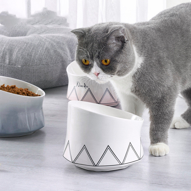 Pet Bowl Ceramic Drinking Feeder Dog Dual-Use High Rise Bowl