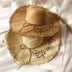 Summer vacation straw hat female visor letter Raffia lady beach hat