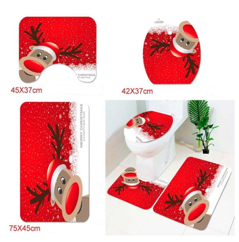 Merry Christmas Bathroom Curtain Santa Claus Toilet Seat Christmas Decorations