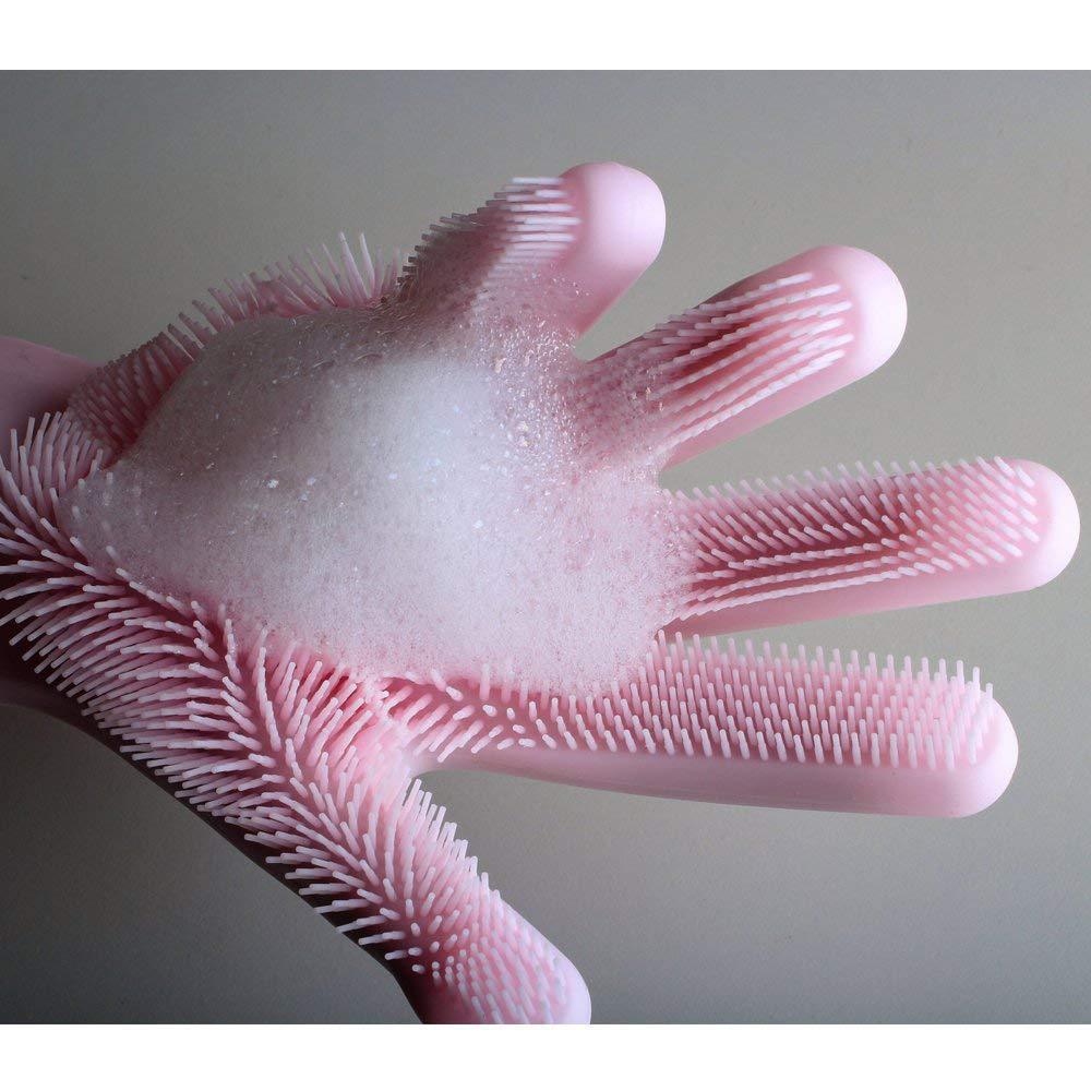 Silicone Heat-resistant Cleaning Brush Scrubbing Gloves - Minihomy