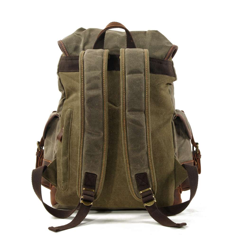 Canvas stitching leather mountaineering bag - Minihomy