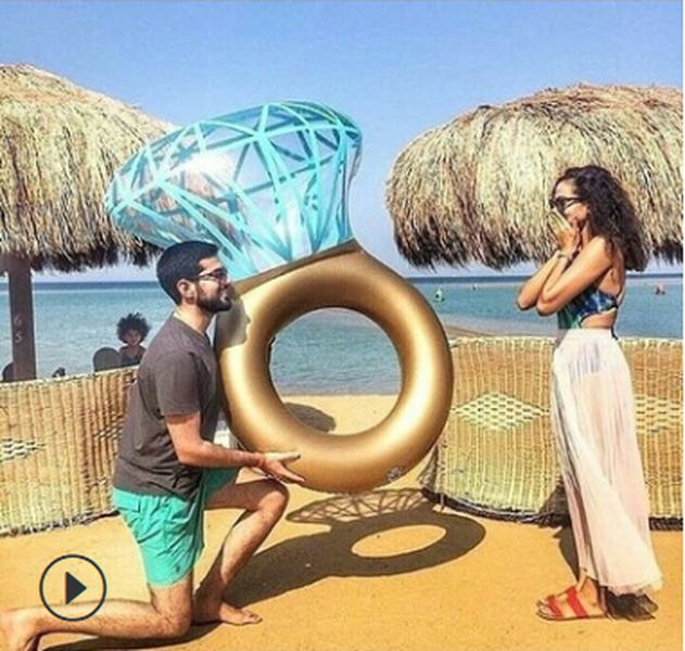 Diamond ring swim ring water inflatable adult floating net red photo props travel photography swimming pool floating mattress - Minihomy