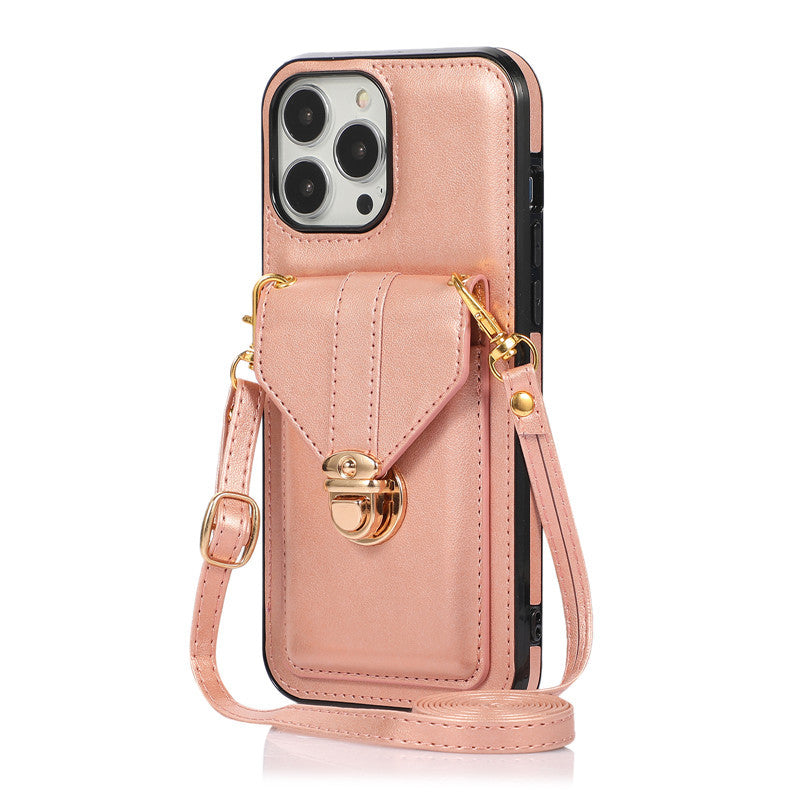 Creative Card Leather Diagonal Lanyard Mobile Phone Case