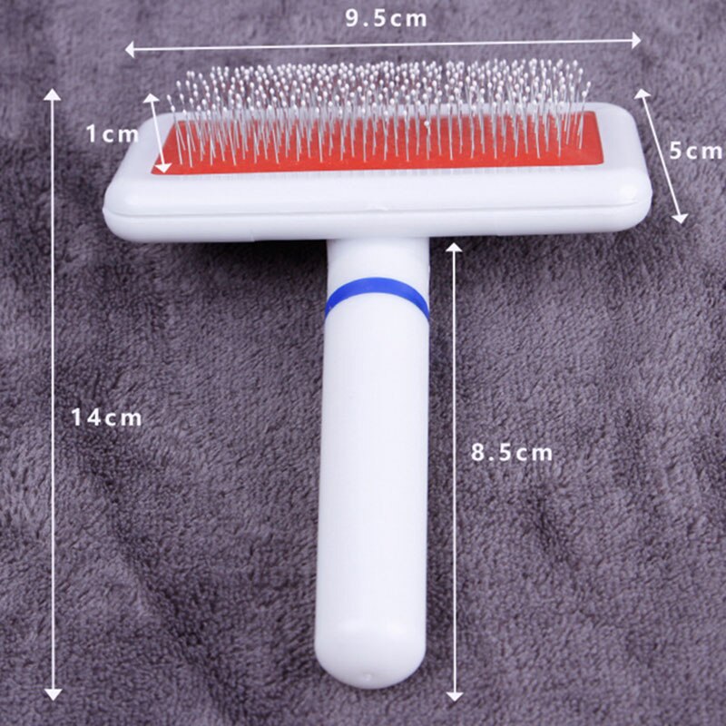 White collar  needle comb dog grooming  with protection head brush  plastic handle