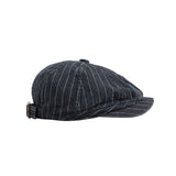 Japanese Retro Washed Denim Casual Striped Cap Women