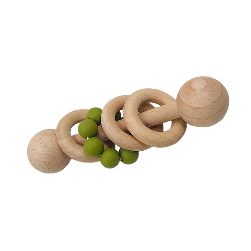 Wooden Rattle With Silicone Teether