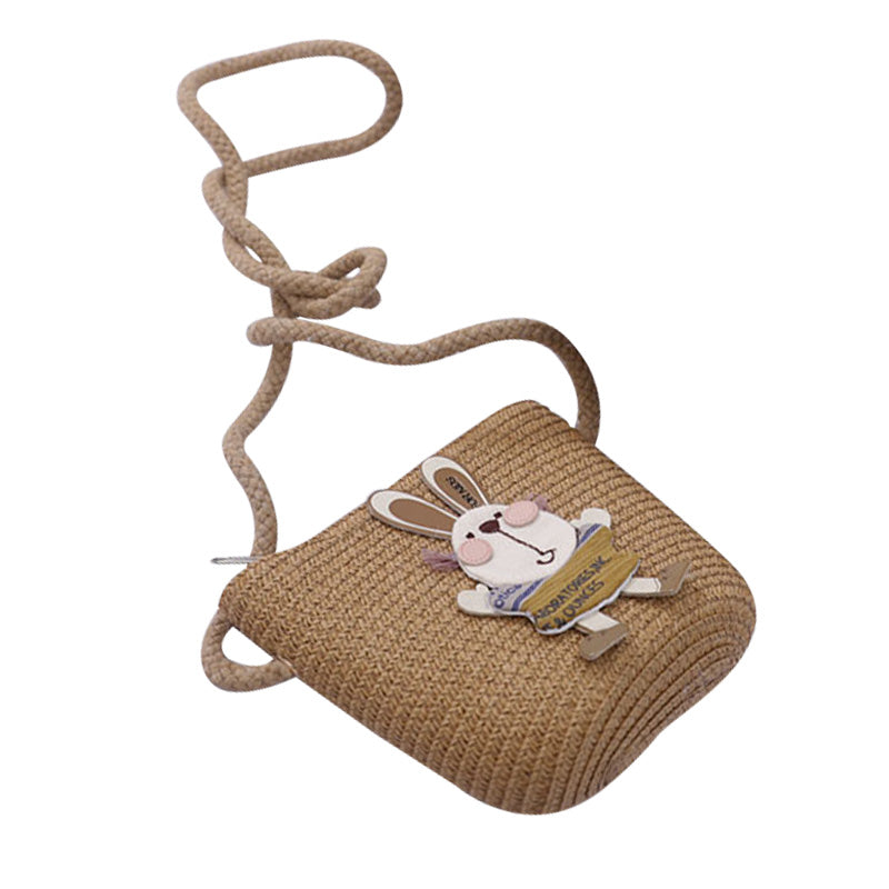 Cute Rabbit Decoration Bag with Two-Piece Straw Hat for Kids - Minihomy