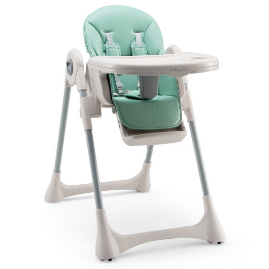 Baby Folding High Chair Dining Chair with Adjustable Height and Footrest-Green - Color: Green - Minihomy