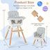 6-in-1 Convertible Baby High Chair with Adjustable Legs-Gray - Color: Gray - Minihomy