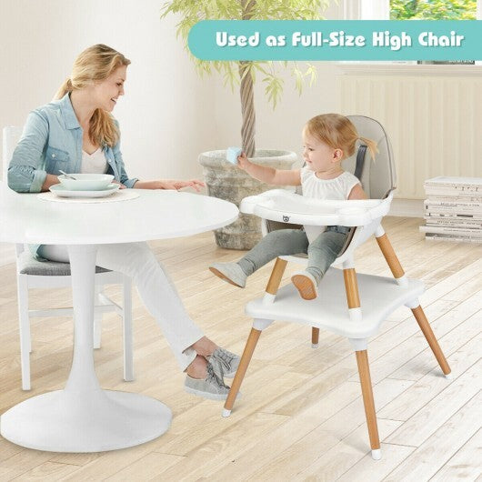 5-in-1 Baby Wooden Convertible High Chair -Gray - Color: Gray - Minihomy