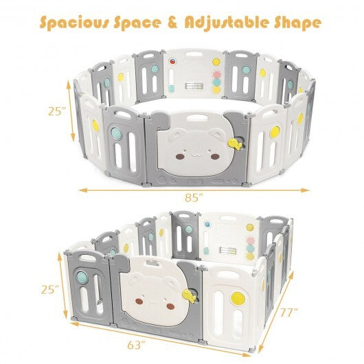 16-Panel Kids Activity Center  - Color: Gray & White - Minihomy