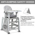 3-in-1 Baby High Chair with Lockable Universal Wheels-Gray - Color: Gray - Minihomy