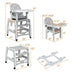 3-in-1 Baby High Chair with Lockable Universal Wheels-Gray - Color: Gray - Minihomy