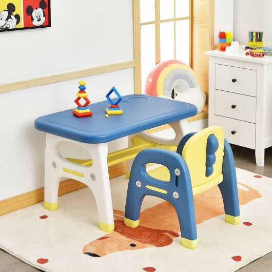 Kids Activity Table and Chair Set with Montessori Toys for Preschool and Kindergarten-Blue