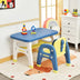 Kids Activity Table and Chair Set with Montessori Toys for Preschool and Kindergarten-Blue - Minihomy