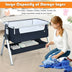 Baby Bassinet Bedside Sleeper with Storage Basket and Wheel for Newborn-Navy - Color: Navy - Minihomy