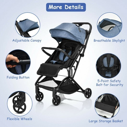 Foldable Lightweight Baby Travel Stroller for Airplane-Gray - Color: Gray - Minihomy