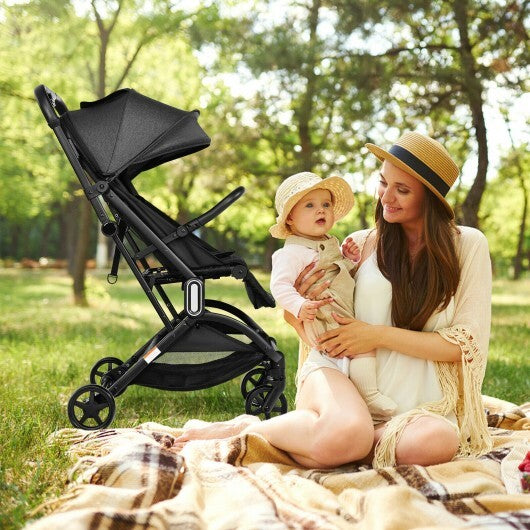 Foldable Lightweight Baby Travel Stroller for Airplane-Gray - Minihomy